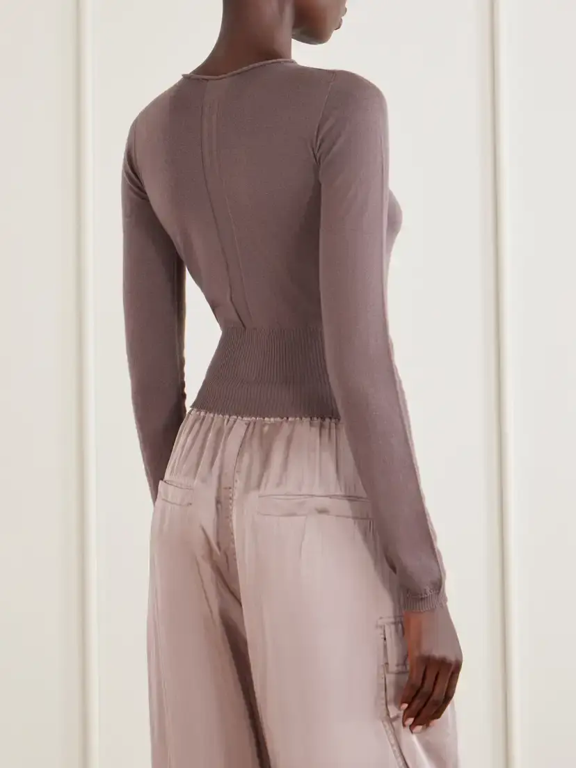 Rick Owens Cropped Cut-out Virgin Wool Sweater | Thumbnail 3 Rick Owens Cropped Cut-out Virgin Wool Sweater | Thumbnail 3
