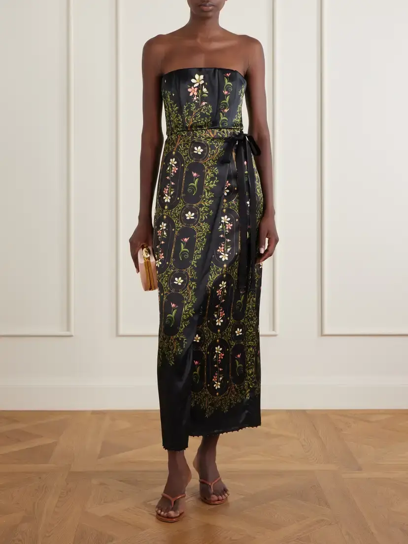 Agua by Agua Bendita Floral-print Embellished Satin Midi Dress | Thumbnail 2 Agua by Agua Bendita Floral-print Embellished Satin Midi Dress | Thumbnail 2