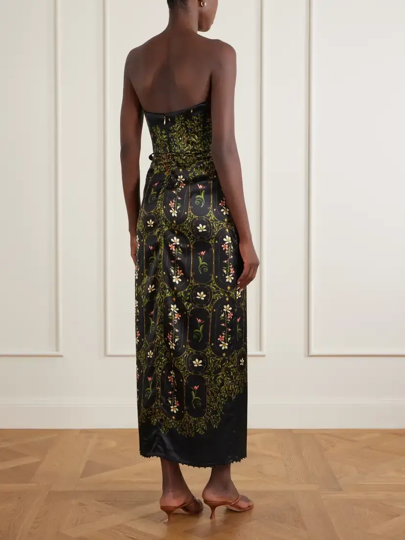 Agua by Agua Bendita Floral-print Embellished Satin Midi Dress | Thumbnail 3 Agua by Agua Bendita Floral-print Embellished Satin Midi Dress | Thumbnail 3