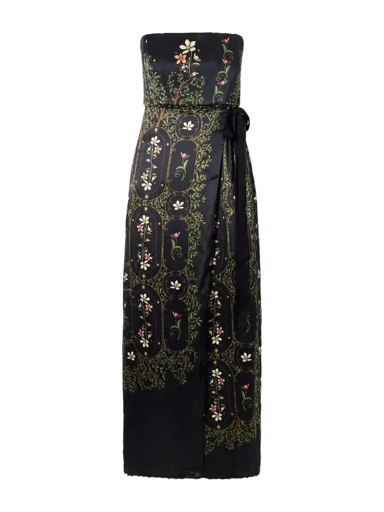 Agua by Agua Bendita Floral-print Embellished Satin Midi Dress | Image 1 Agua by Agua Bendita Floral-print Embellished Satin Midi Dress | Image 1