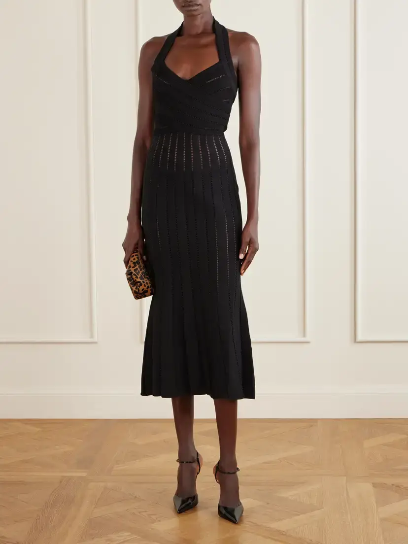 Balmain Flechage Jersey Halterneck Midi Dress | Thumbnail 2 Balmain Flechage Jersey Halterneck Midi Dress | Thumbnail 2