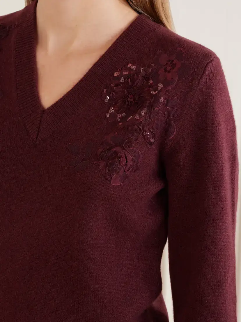Self-Portrait Floral-embellished Wool-blend Cardigan | Thumbnail 5