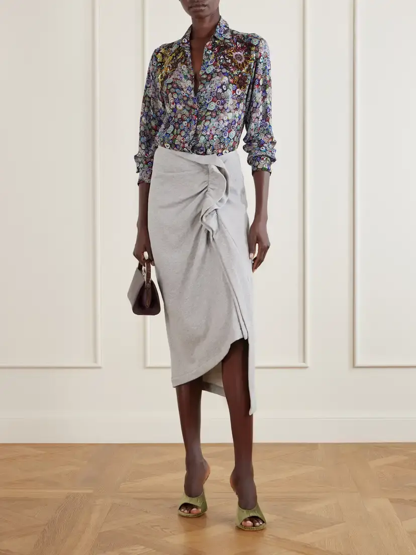 Dries Van Noten Draped Cotton-jersey Midi Skirt | Thumbnail 2 Dries Van Noten Draped Cotton-jersey Midi Skirt | Thumbnail 2