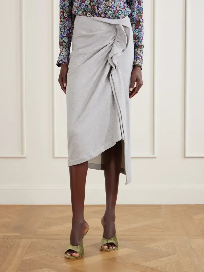 Dries Van Noten Draped Cotton-jersey Midi Skirt | Thumbnail 3 Dries Van Noten Draped Cotton-jersey Midi Skirt | Thumbnail 3