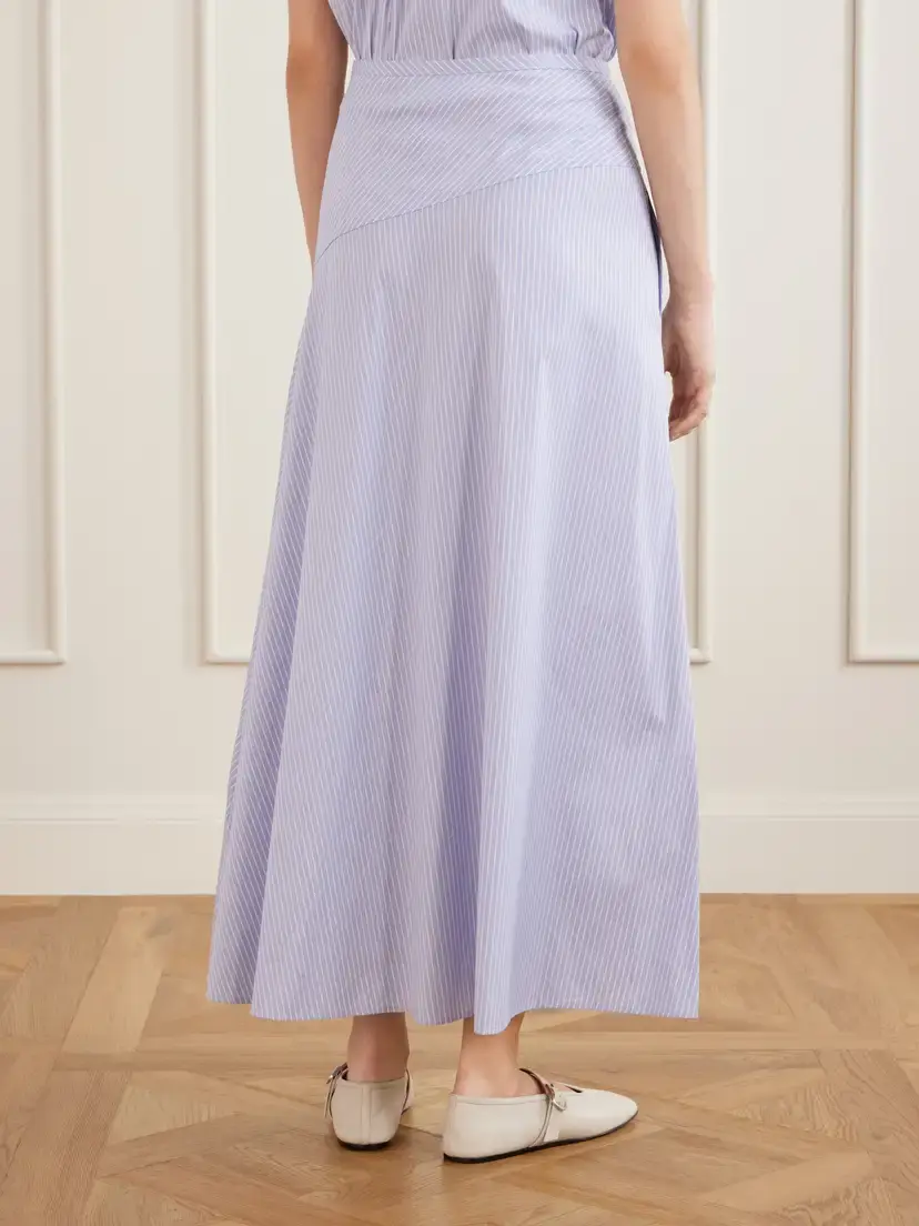 Theory Gathered Striped Cotton-blend Poplin Midi Skirt | Thumbnail 4 Theory Gathered Striped Cotton-blend Poplin Midi Skirt | Thumbnail 4