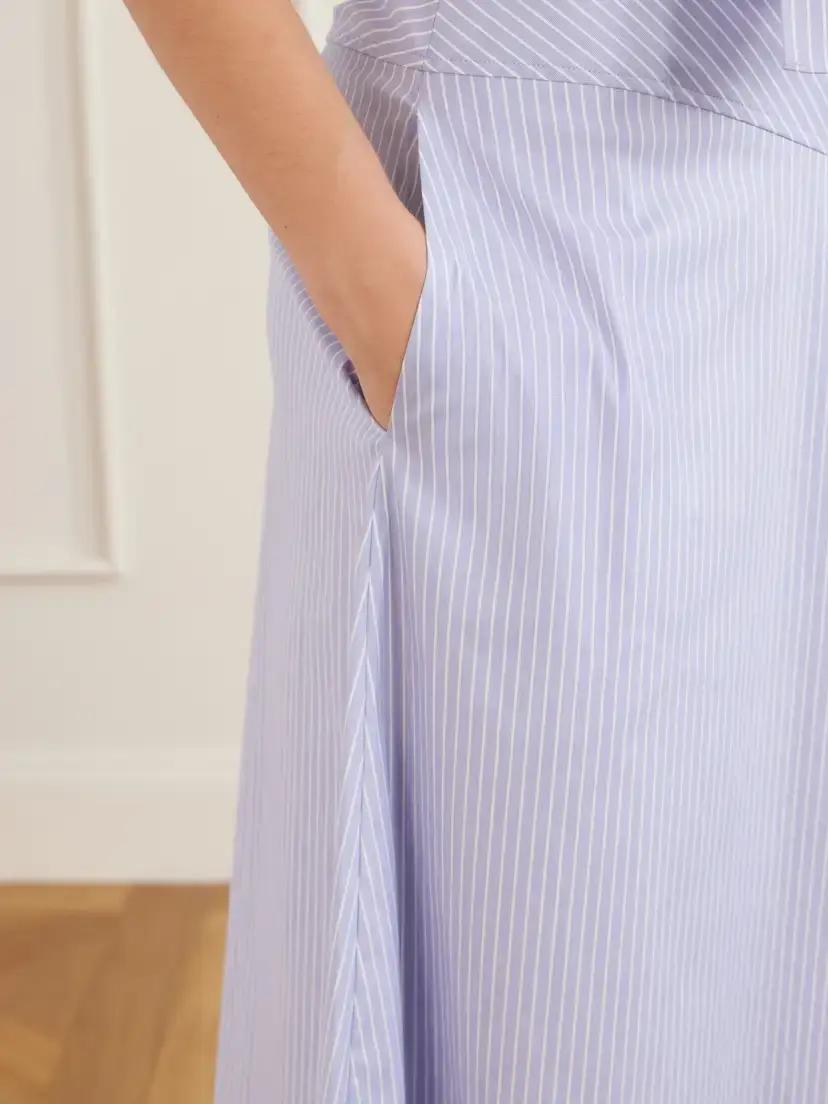 Theory Gathered Striped Cotton-blend Poplin Midi Skirt | Thumbnail 5 Theory Gathered Striped Cotton-blend Poplin Midi Skirt | Thumbnail 5