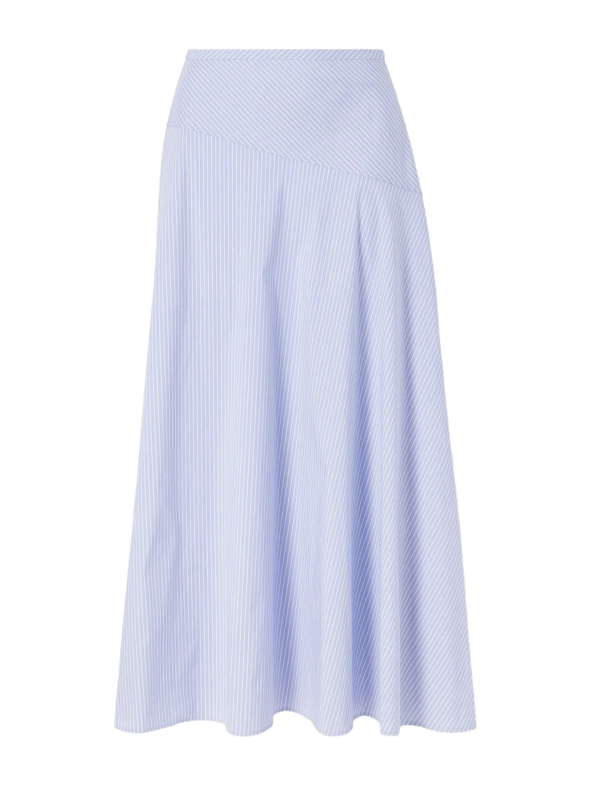Gathered Striped Cotton-blend Poplin Midi Skirt