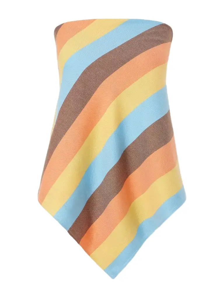 Marrakshi Life The Triangle Strapless Striped Cotton-blend Top | Image 1 Marrakshi Life The Triangle Strapless Striped Cotton-blend Top | Image 1