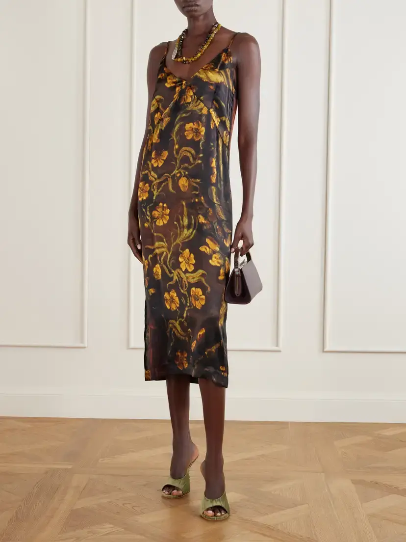 Dries Van Noten Floral-print Silk-satin Midi Dress | Thumbnail 2 Dries Van Noten Floral-print Silk-satin Midi Dress | Thumbnail 2