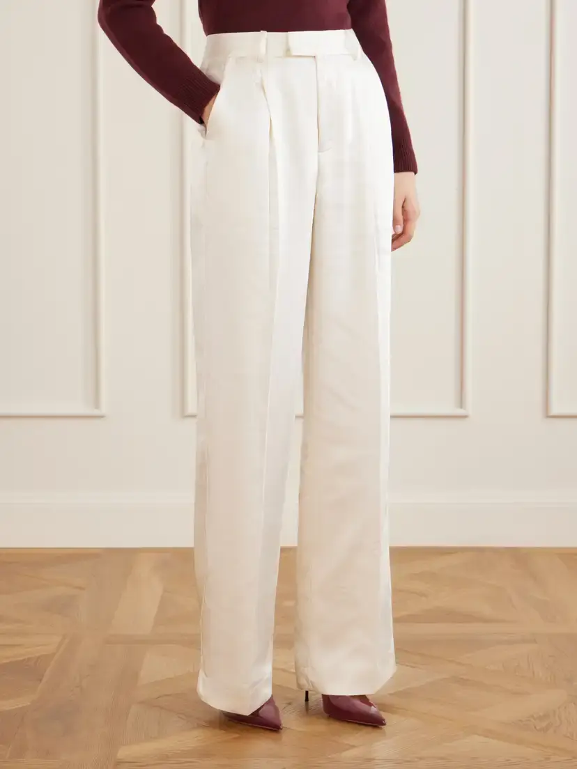 Self-Portrait Pleated Satin Straight-leg Pants | Thumbnail 3 Self-Portrait Pleated Satin Straight-leg Pants | Thumbnail 3
