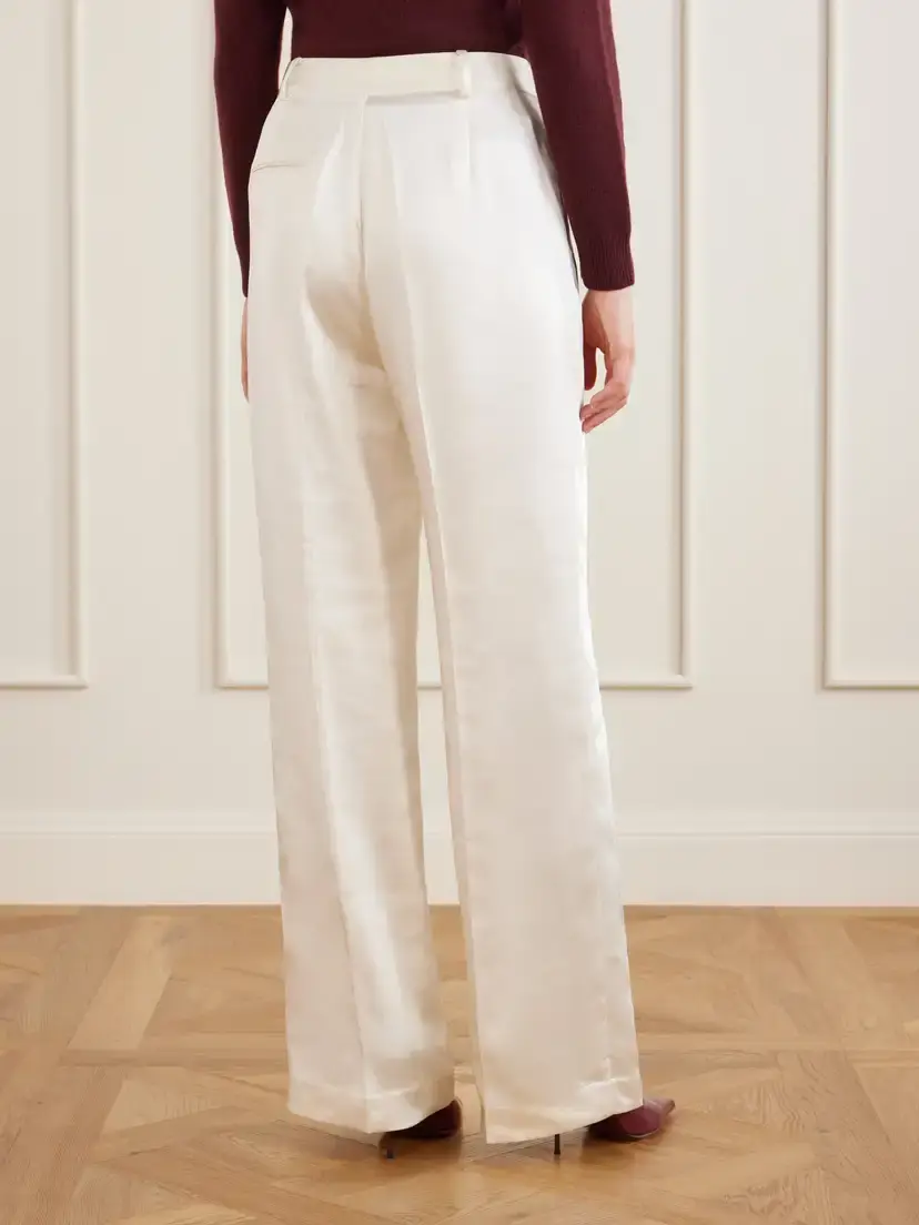 Self-Portrait Pleated Satin Straight-leg Pants | Thumbnail 4 Self-Portrait Pleated Satin Straight-leg Pants | Thumbnail 4