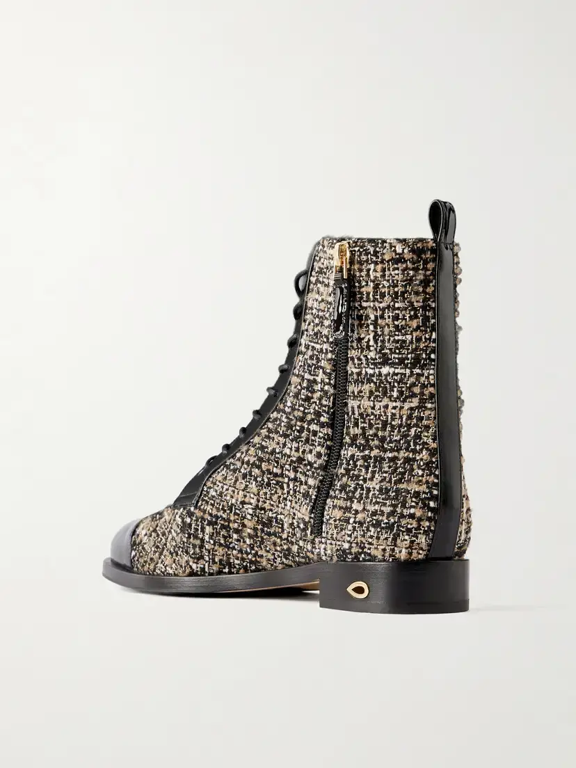 Jennifer Chamandi Brando 20 Leather-trimmed Tweed Ankle Boots | Thumbnail 3