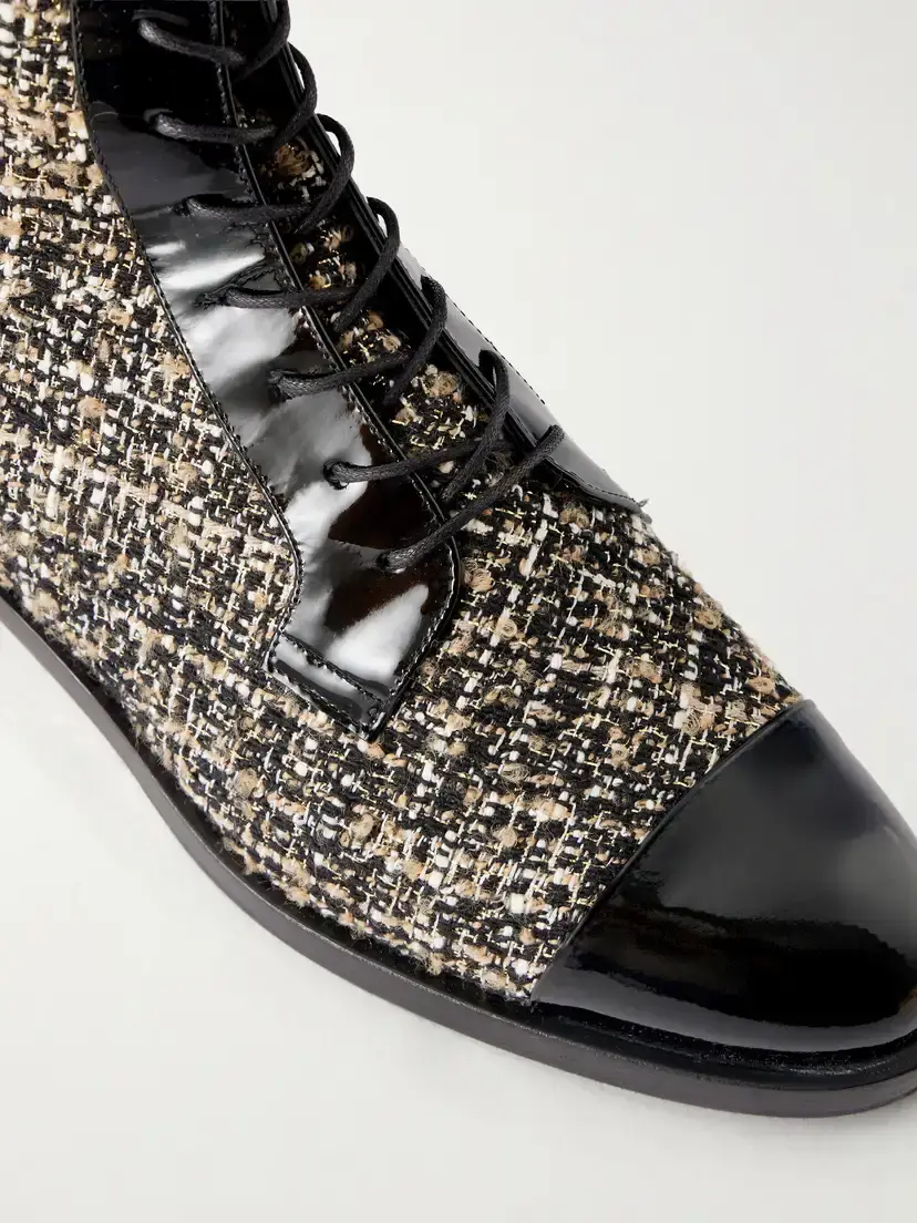 Jennifer Chamandi Brando 20 Leather-trimmed Tweed Ankle Boots | Thumbnail 5
