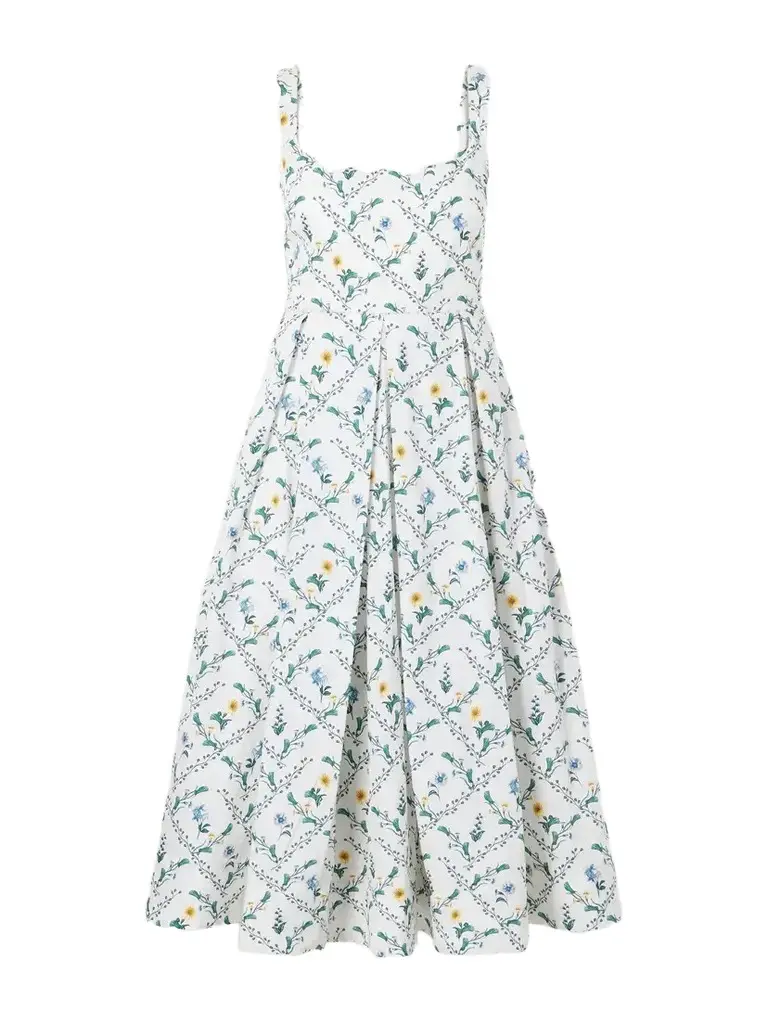 Agua by Agua Bendita Alcaparra Brisa Floral-print Embelished Cotton Midi Dress | Image 1 Agua by Agua Bendita Alcaparra Brisa Floral-print Embelished Cotton Midi Dress | Image 1