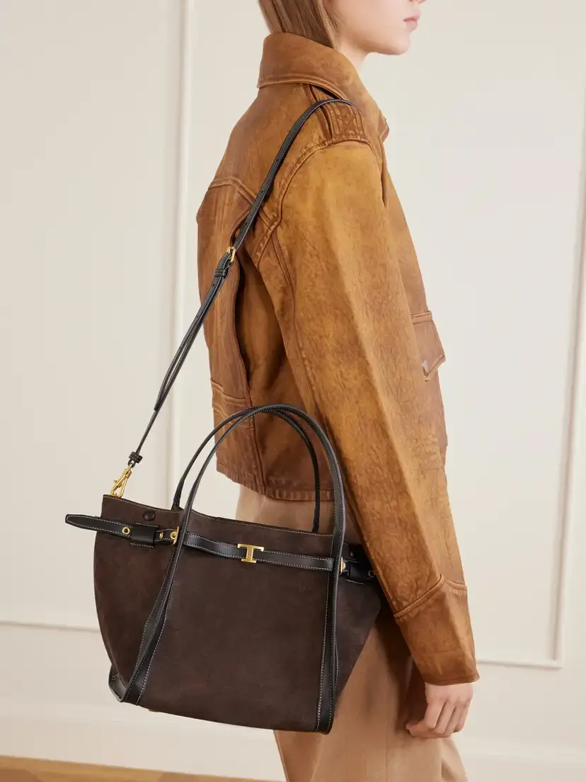 Tod's Tim Small Leather-trimmed Suede Clutch | Thumbnail 2 Tod's Tim Small Leather-trimmed Suede Clutch | Thumbnail 2