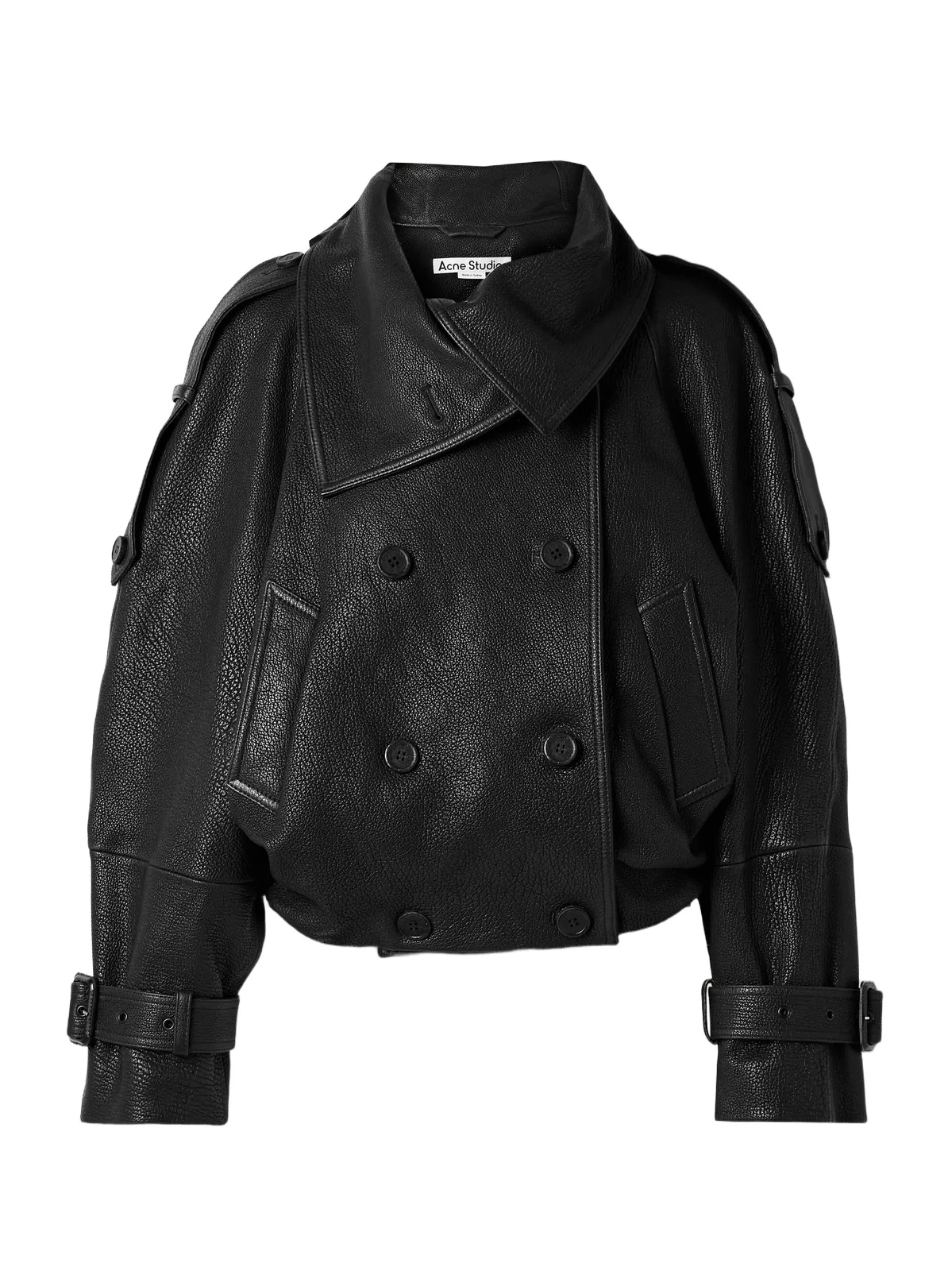 Double-breasted Textured-leather Jacket Double-breasted Textured-leather Jacket