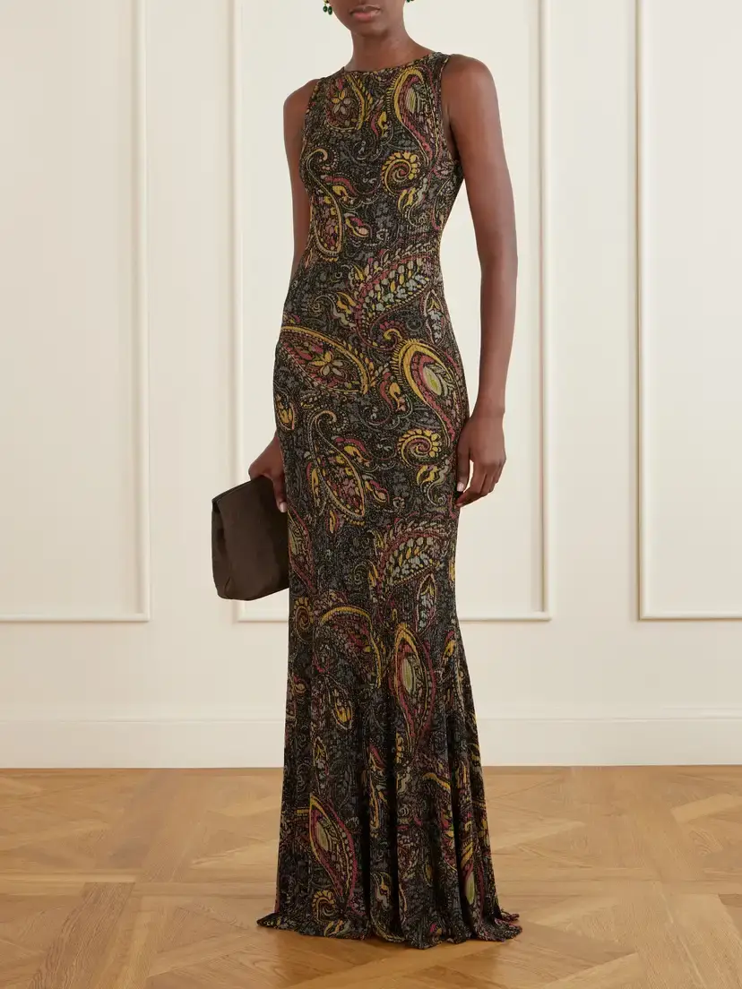 Etro Paisley-print Metallic Ribbed-knit Maxi Dress | Thumbnail 2