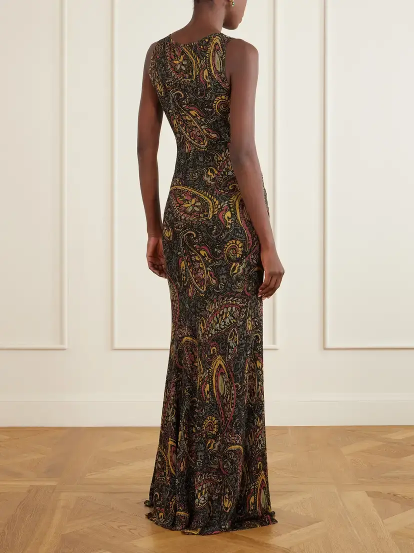 Etro Paisley-print Metallic Ribbed-knit Maxi Dress | Thumbnail 3