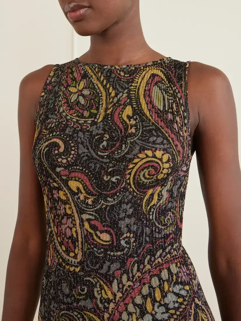 Etro Paisley-print Metallic Ribbed-knit Maxi Dress | Thumbnail 4