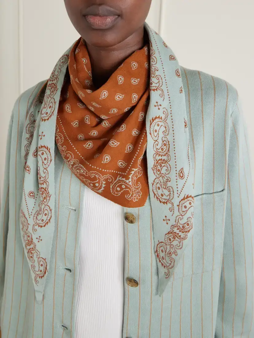 Guest In Residence The Wild Rag Cotton And Silk-blend Jacquard Scarf | Thumbnail 2 Guest In Residence The Wild Rag Cotton And Silk-blend Jacquard Scarf | Thumbnail 2