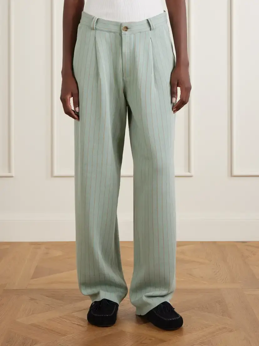 Guest In Residence Carpenter Pinstriped Cotton And Silk-blend Knit Straight-leg Pants | Thumbnail 3 Guest In Residence Carpenter Pinstriped Cotton And Silk-blend Knit Straight-leg Pants | Thumbnail 3