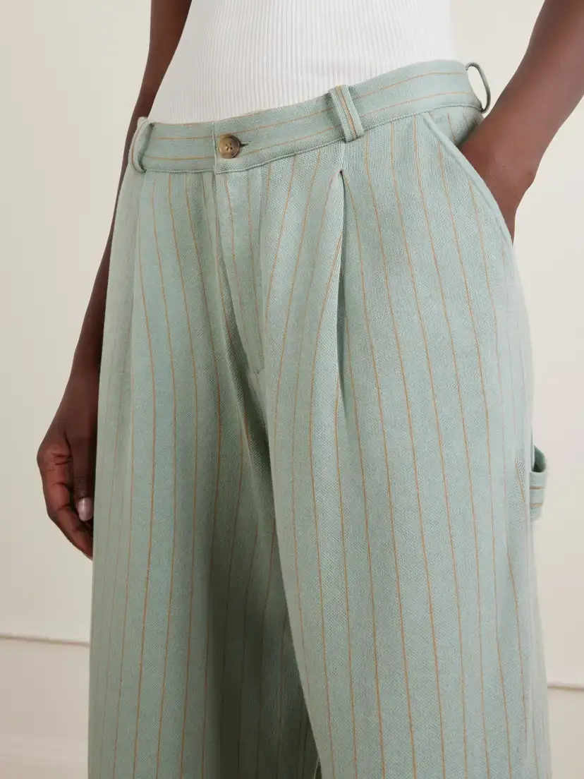 Guest In Residence Carpenter Pinstriped Cotton And Silk-blend Knit Straight-leg Pants | Thumbnail 5 Guest In Residence Carpenter Pinstriped Cotton And Silk-blend Knit Straight-leg Pants | Thumbnail 5