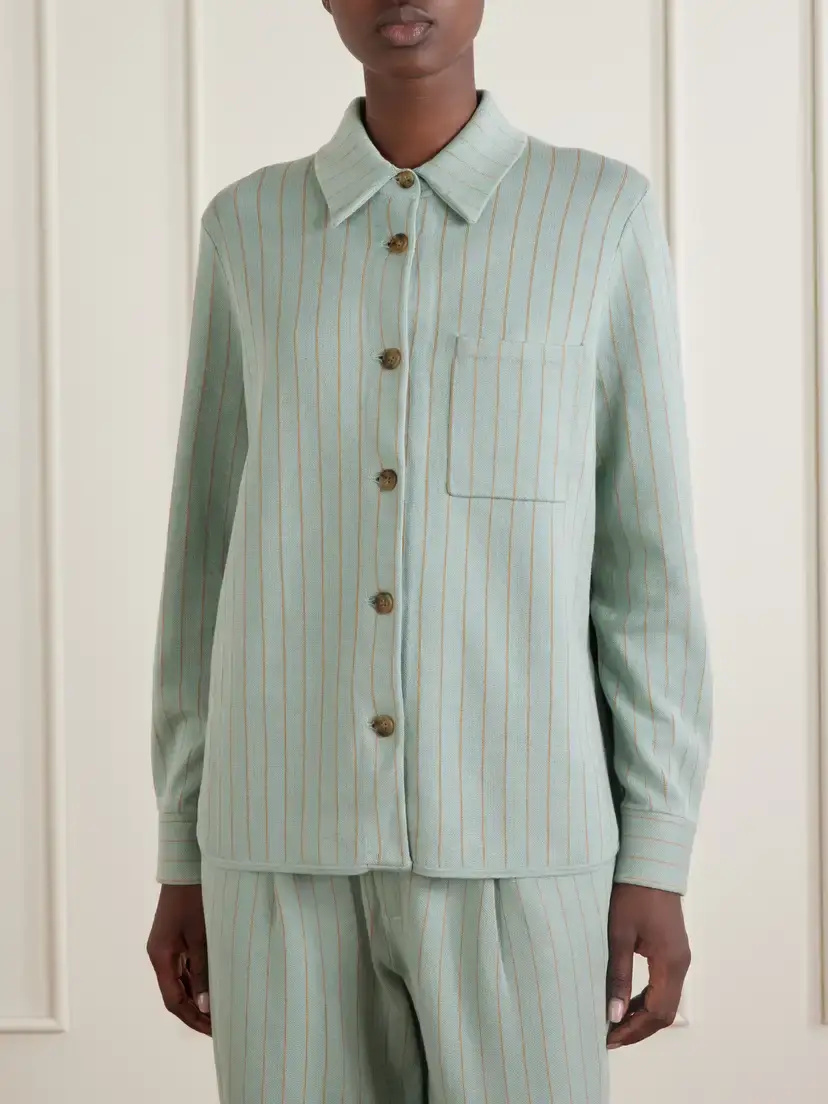 Guest In Residence Pinstriped Cotton And Silk-blend Shirt Cardigan | Thumbnail 3 Guest In Residence Pinstriped Cotton And Silk-blend Shirt Cardigan | Thumbnail 3