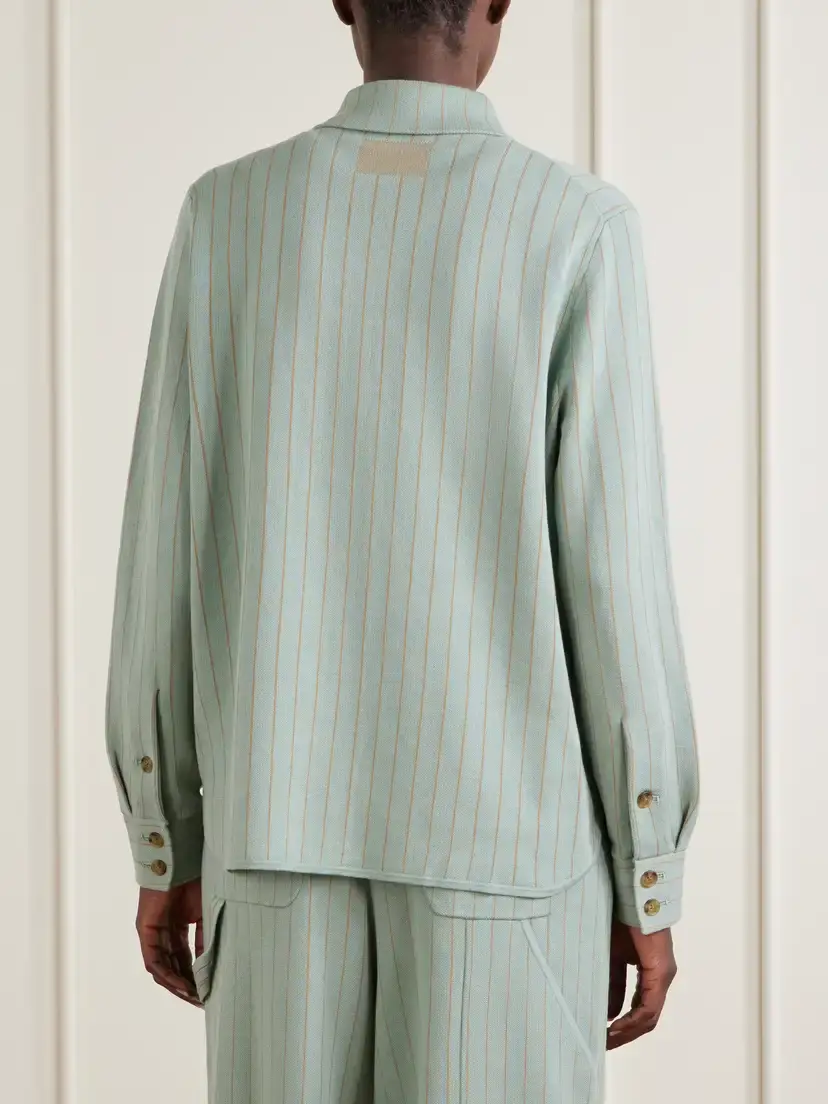 Guest In Residence Pinstriped Cotton And Silk-blend Shirt Cardigan | Thumbnail 4 Guest In Residence Pinstriped Cotton And Silk-blend Shirt Cardigan | Thumbnail 4