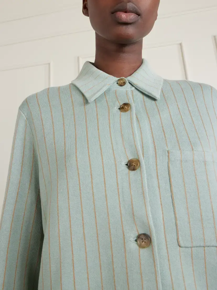 Guest In Residence Pinstriped Cotton And Silk-blend Shirt Cardigan | Thumbnail 5 Guest In Residence Pinstriped Cotton And Silk-blend Shirt Cardigan | Thumbnail 5