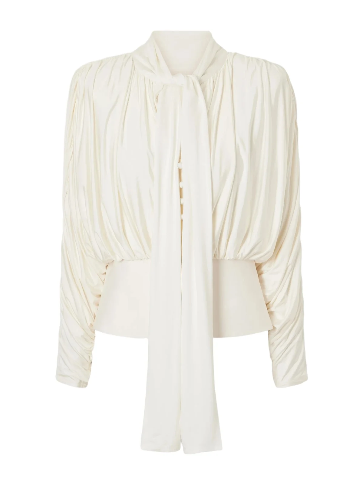 Tie-detailed Gathered Stretch-jersey Blouse Tie-detailed Gathered Stretch-jersey Blouse