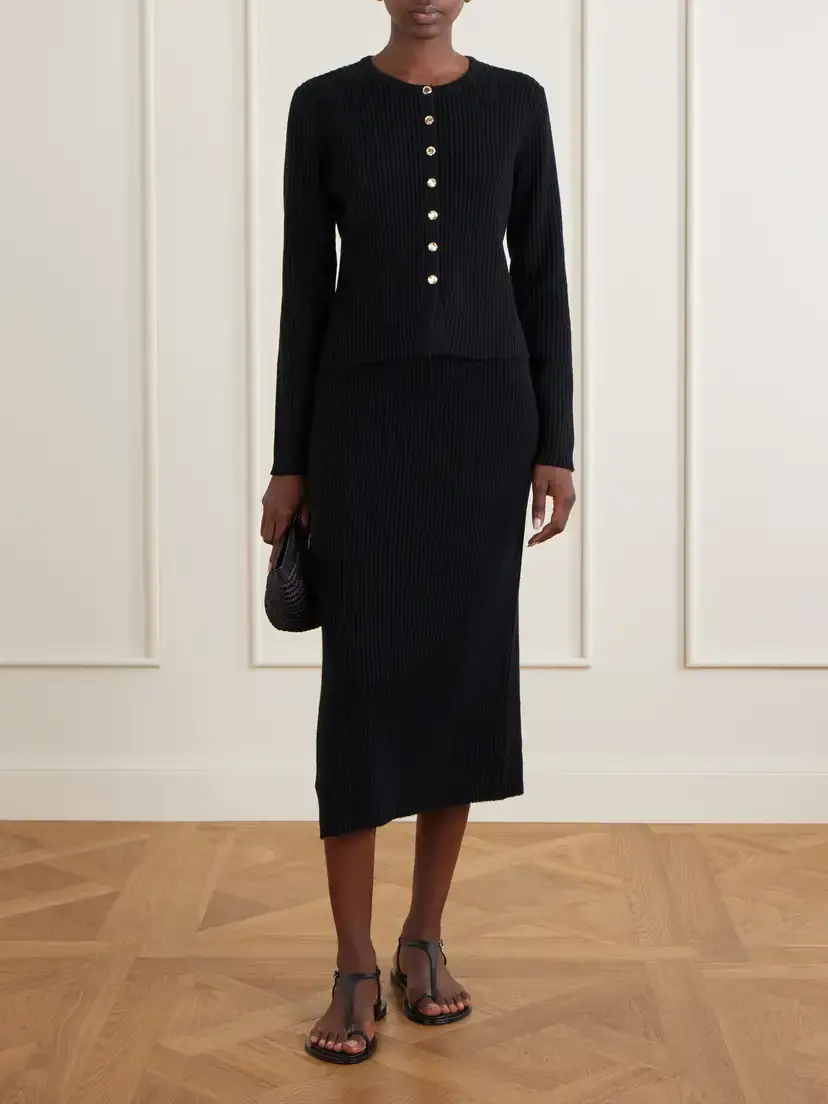 Allude Wool And Cashmere-blend Ribbed Cardigan | Thumbnail 2 Allude Wool And Cashmere-blend Ribbed Cardigan | Thumbnail 2