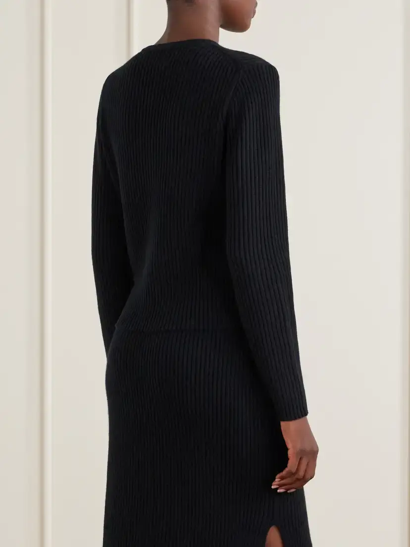 Allude Wool And Cashmere-blend Ribbed Cardigan | Thumbnail 3 Allude Wool And Cashmere-blend Ribbed Cardigan | Thumbnail 3