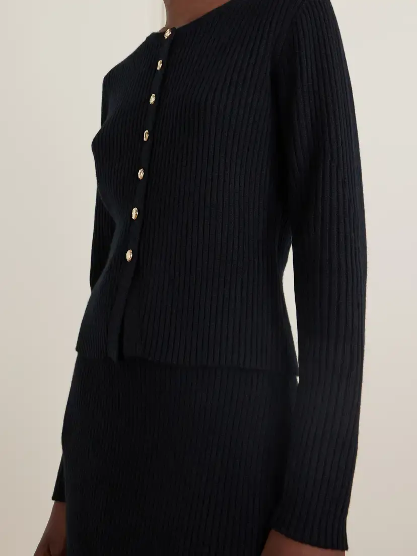 Allude Wool And Cashmere-blend Ribbed Cardigan | Thumbnail 4 Allude Wool And Cashmere-blend Ribbed Cardigan | Thumbnail 4