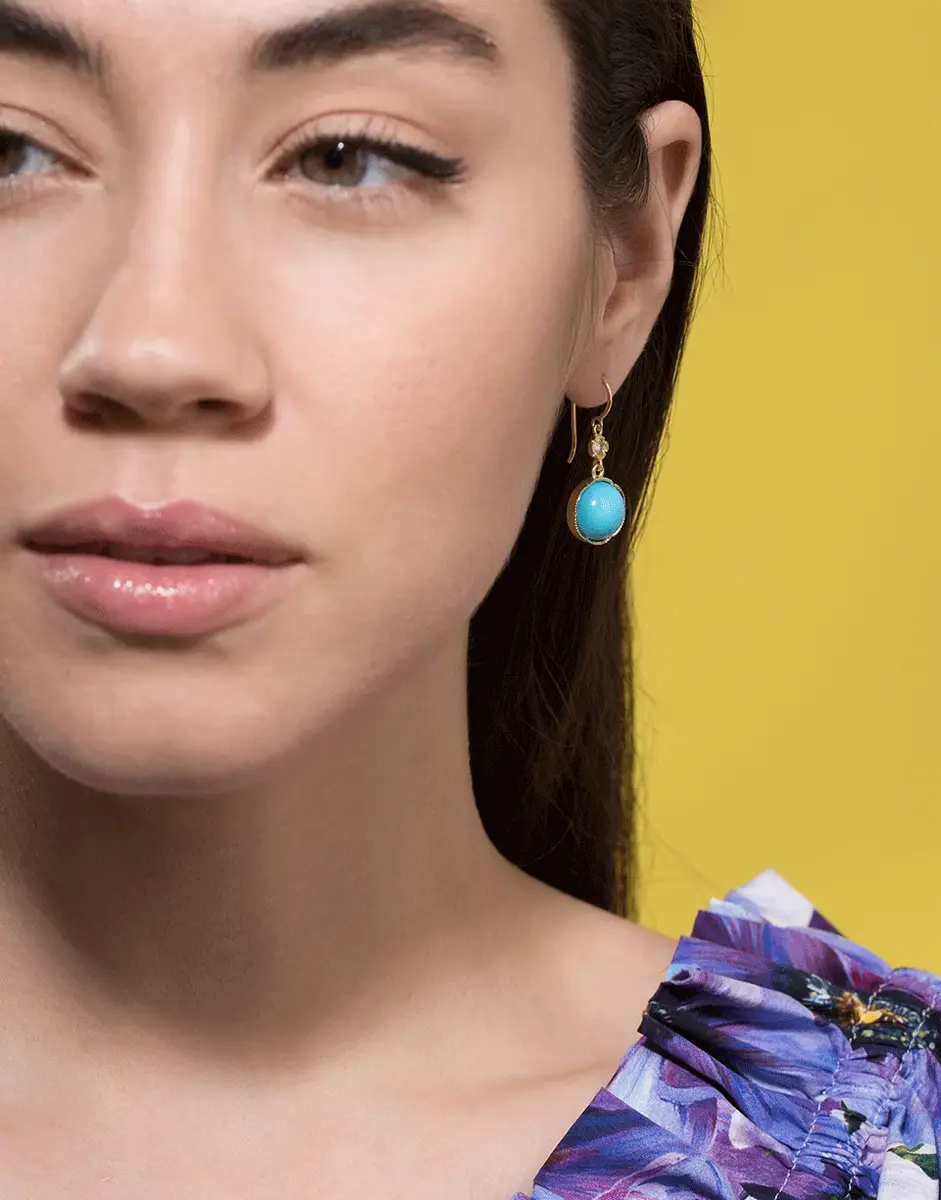 IRENE NEUWIRTH JEWELRY Kingman Turquoise Diamond Drop Earrings | Thumbnail 2