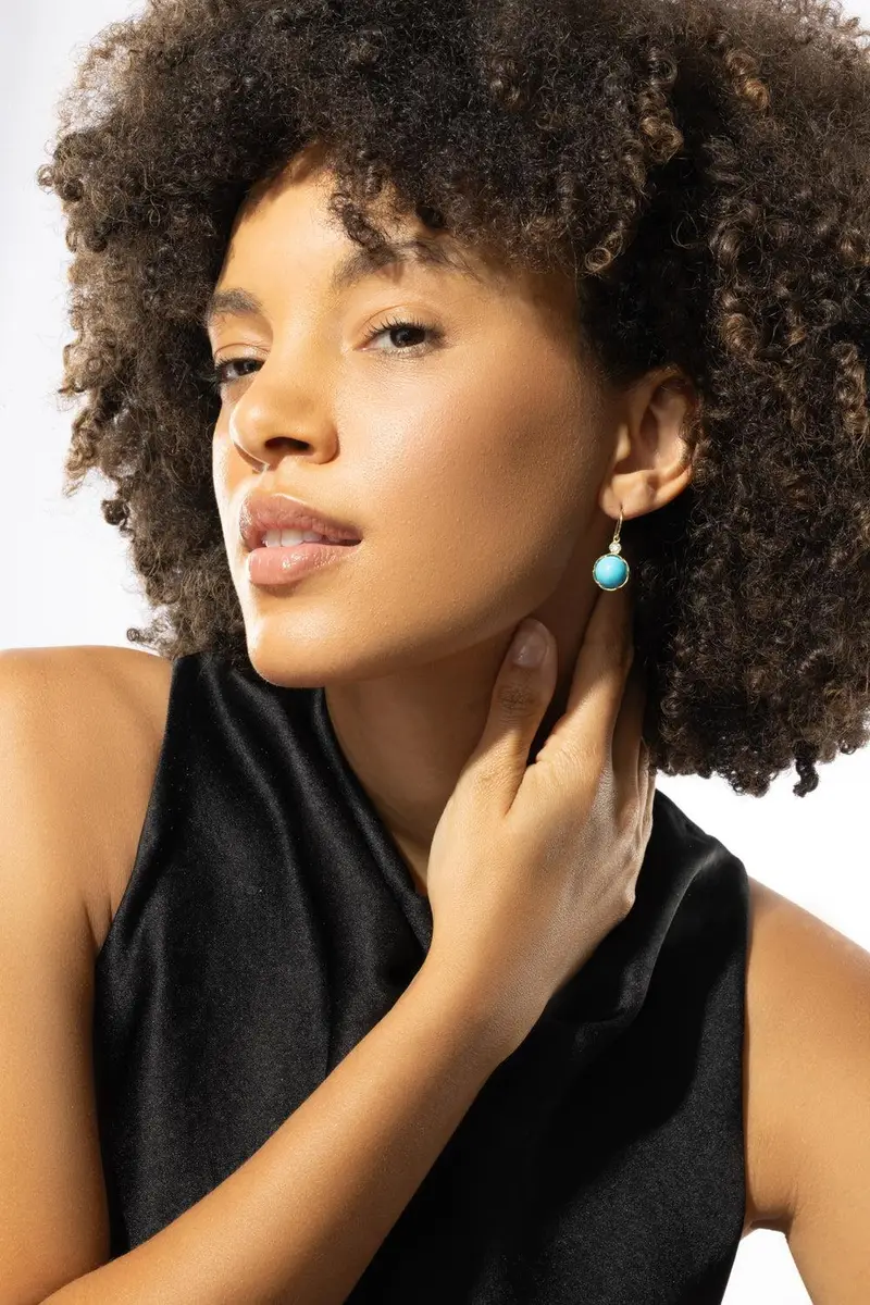 IRENE NEUWIRTH JEWELRY Kingman Turquoise Diamond Drop Earrings | Thumbnail 3