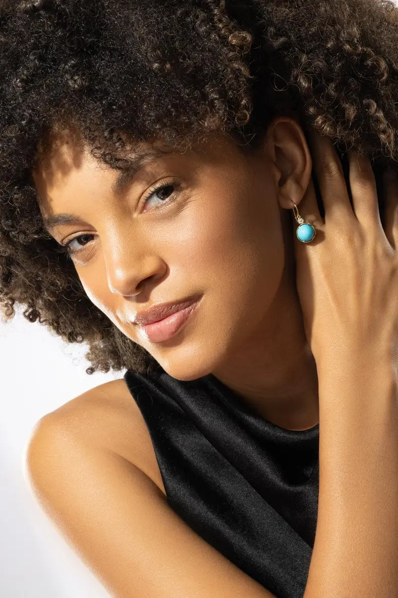 IRENE NEUWIRTH JEWELRY Kingman Turquoise Diamond Drop Earrings | Thumbnail 4
