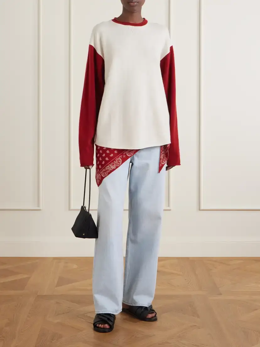 Guest In Residence Baseball Two-tone Cashmere Sweater | Thumbnail 2