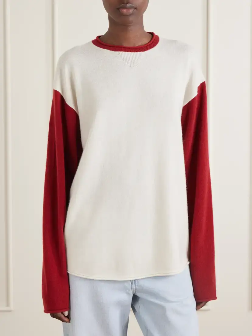 Guest In Residence Baseball Two-tone Cashmere Sweater | Thumbnail 3