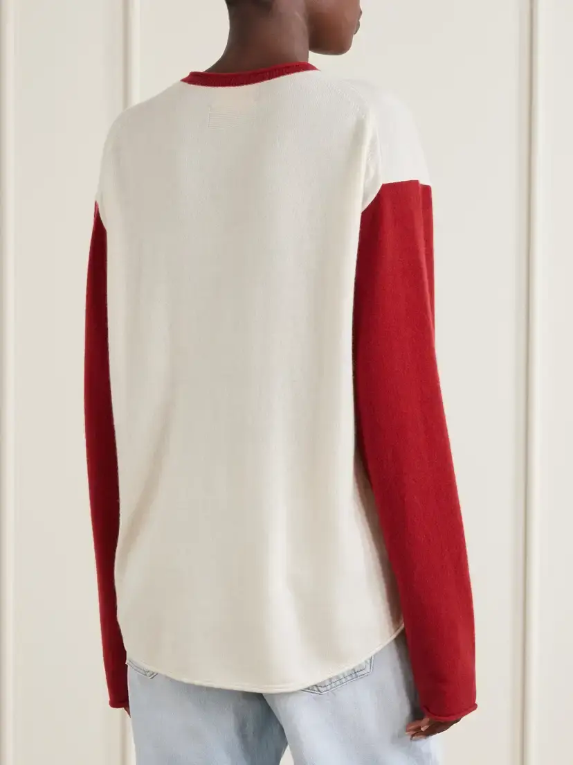 Guest In Residence Baseball Two-tone Cashmere Sweater | Thumbnail 4
