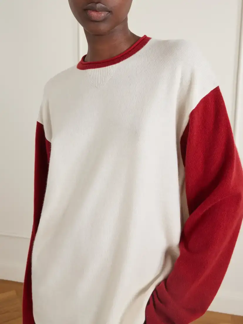 Guest In Residence Baseball Two-tone Cashmere Sweater | Thumbnail 5