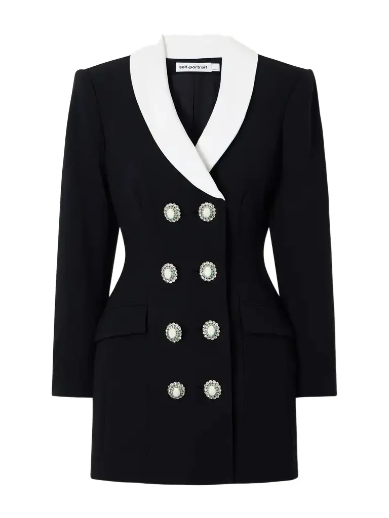 Self-Portrait Double-breasted Wool-crepe Mini Dress | Image 1 Self-Portrait Double-breasted Wool-crepe Mini Dress | Image 1