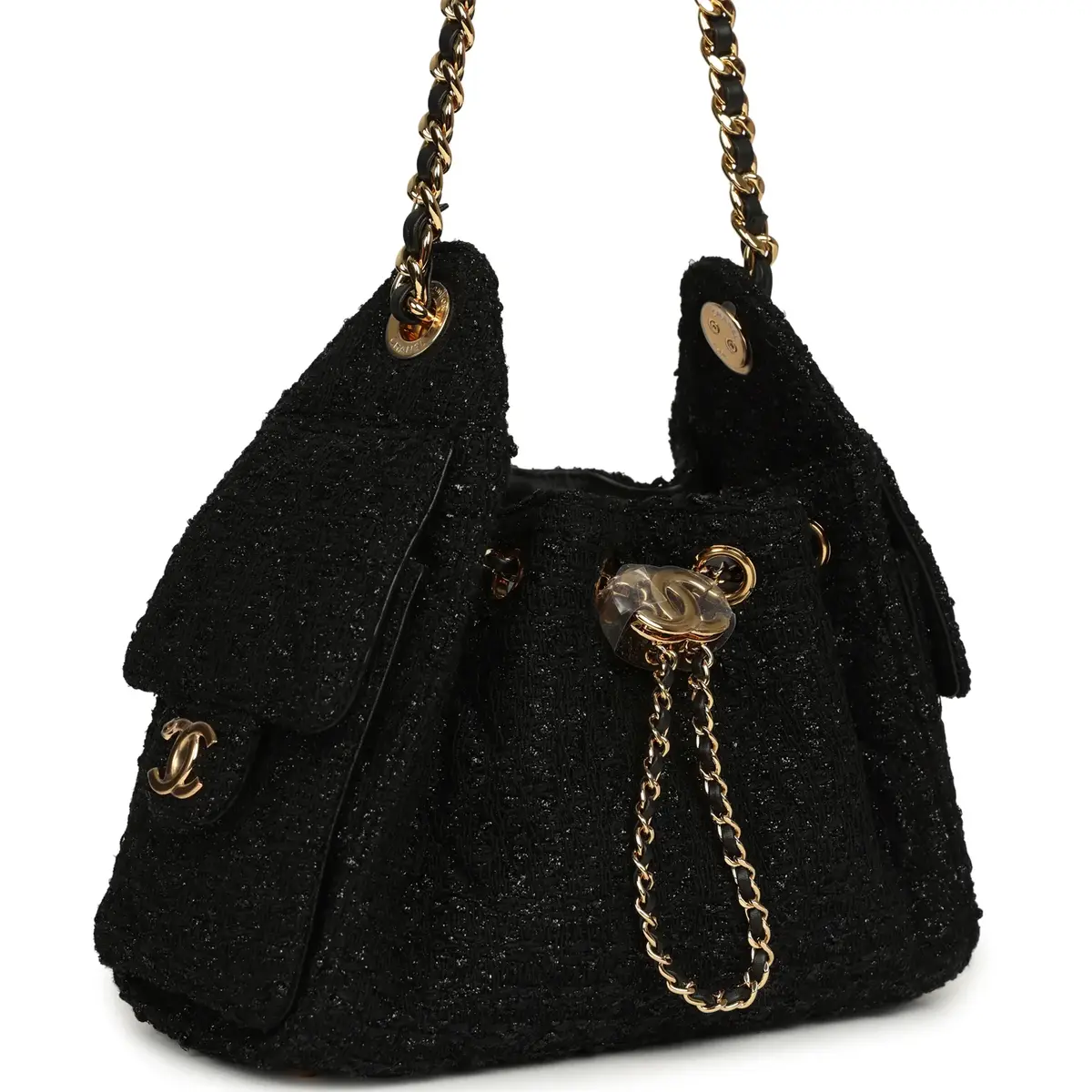 Chanel Chanel Mini 25 Hobo Bag Black Tweed Bouclé Gold Hardware | Thumbnail 2 Chanel Chanel Mini 25 Hobo Bag Black Tweed Bouclé Gold Hardware | Thumbnail 2