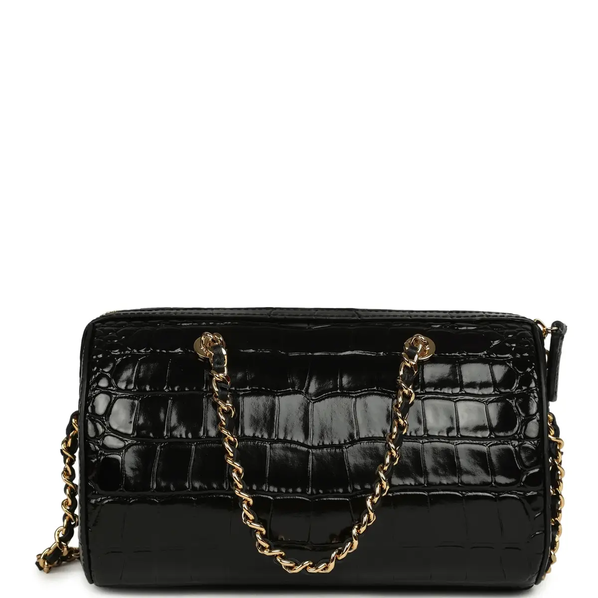 Chanel Chanel Mini Timeless Classic Barrel Bag with Chain Black Croc Embossed Calfskin Gold Hardware | Thumbnail 4