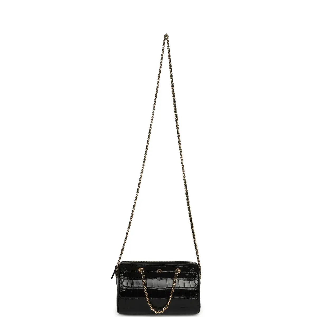 Chanel Chanel Mini Timeless Classic Barrel Bag with Chain Black Croc Embossed Calfskin Gold Hardware | Thumbnail 8