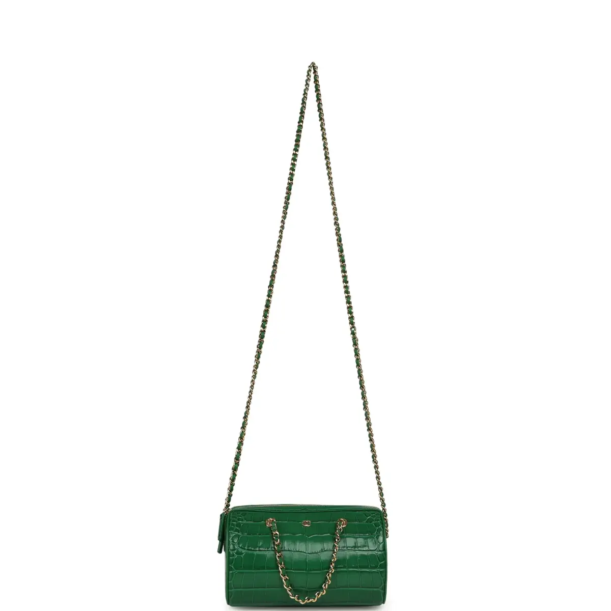 Chanel Chanel Mini Timeless Classic Barrel Bag with Chain Green Croc Embossed Calfskin Gold Hardware | Thumbnail 7 Chanel Chanel Mini Timeless Classic Barrel Bag with Chain Green Croc Embossed Calfskin Gold Hardware | Thumbnail 7