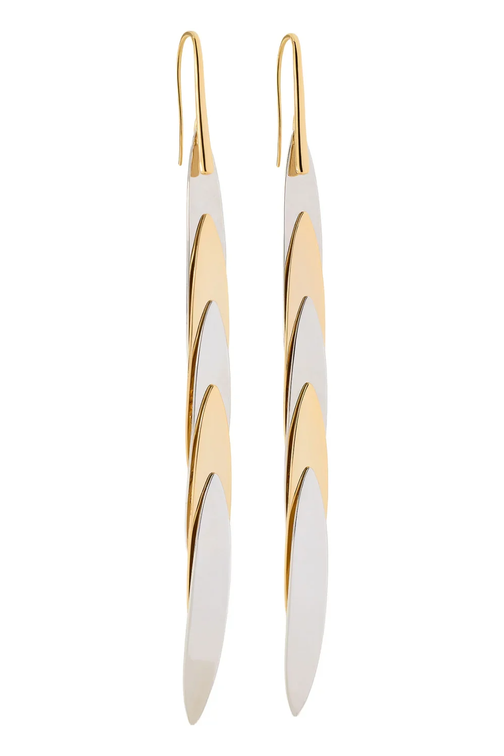 Long Feather Drop Earrings - Silver Long Feather Drop Earrings - Silver