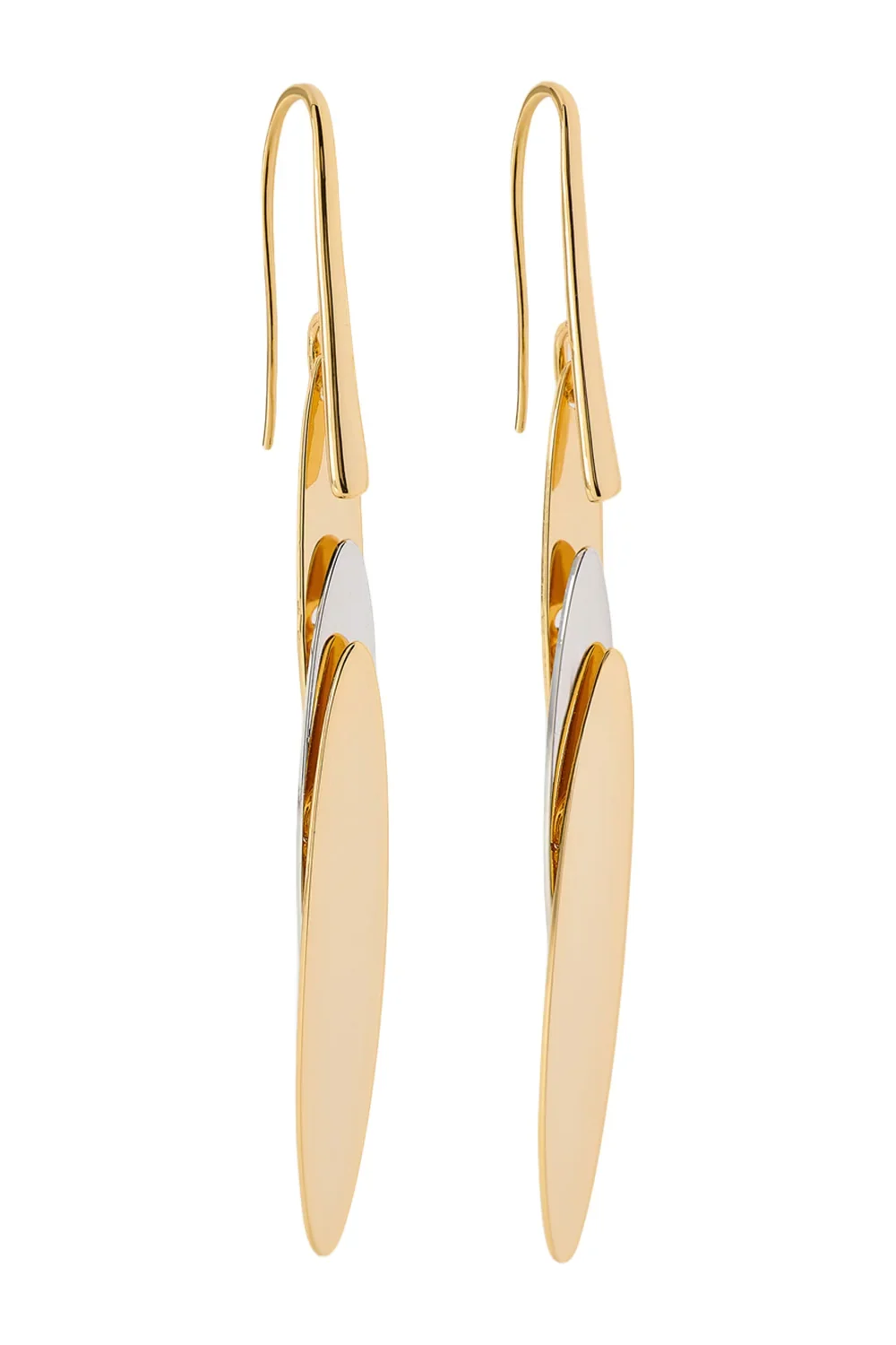 Short Feather Drop Earrings - Silver Yellow Short Feather Drop Earrings - Silver Yellow