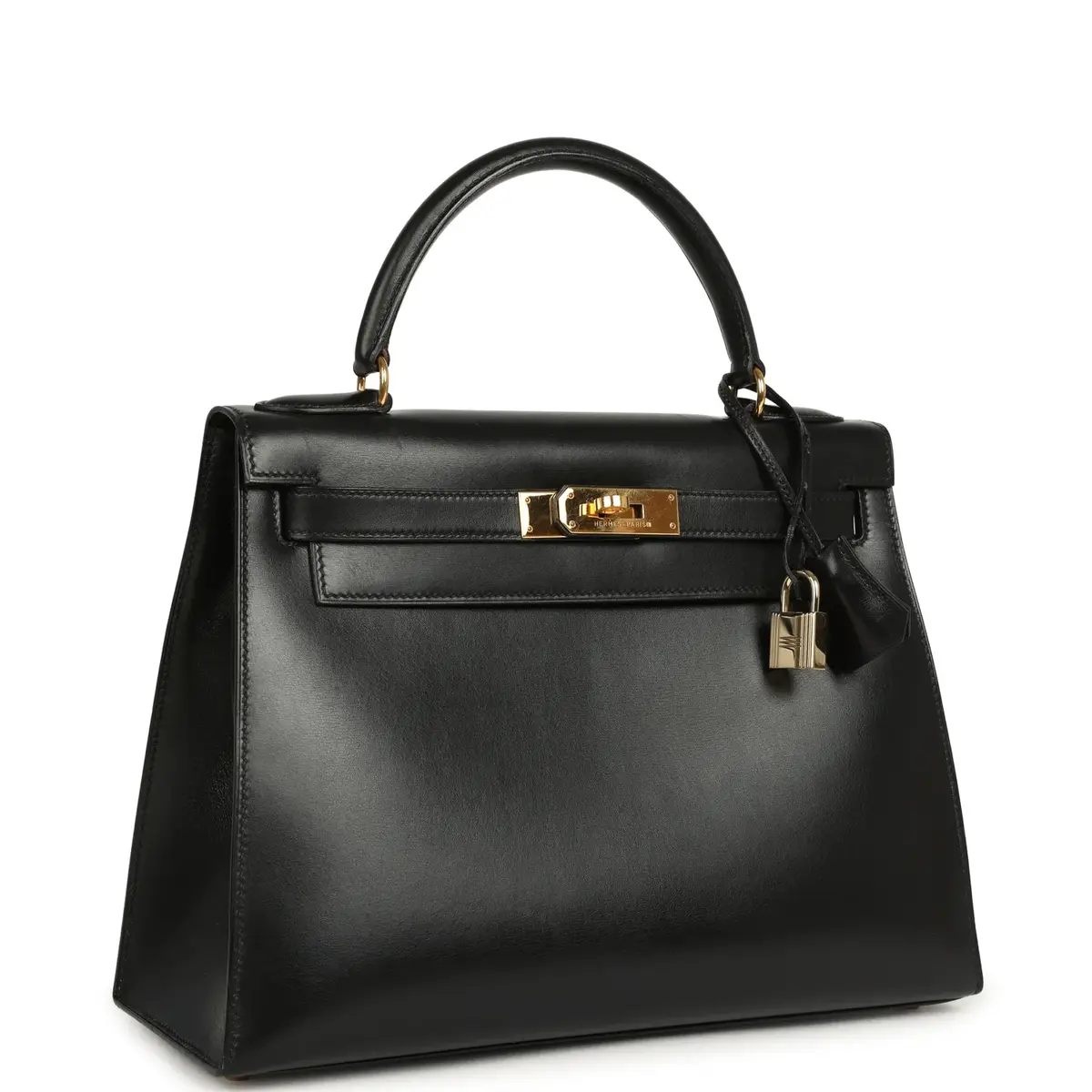 HERMÈS Vintage Hermes Kelly Sellier 28 Black Box Gold Hardware | Thumbnail 2