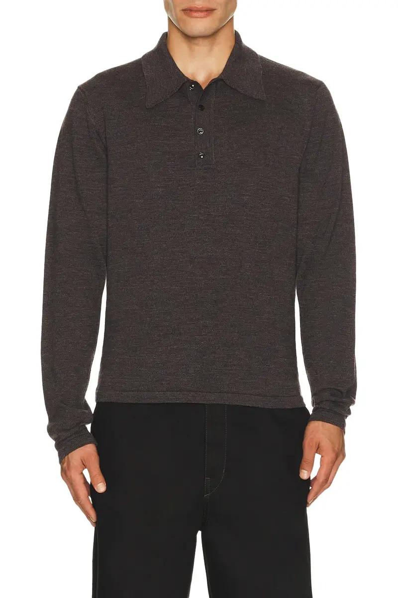Lemaire Long Sleeve Knitted Polo Top