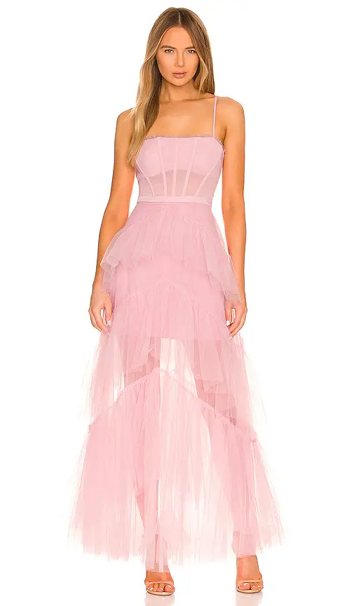 BCBGMAXAZRIA Corset Tulle Gown in Pink Tint | Thumbnail 2